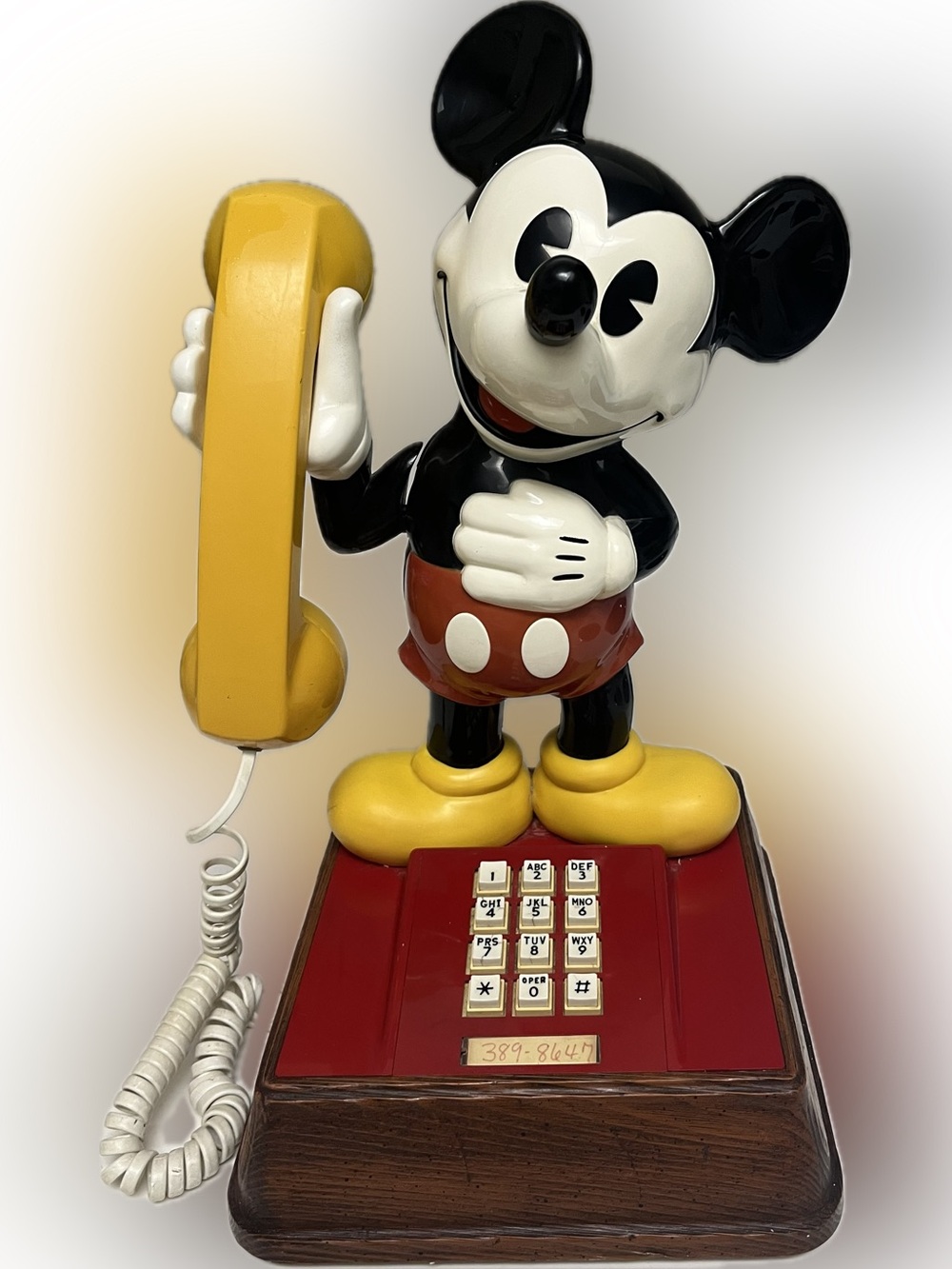 Vintage 1976 Mickey Mouse Yellow & Red Retro Phone - Classic Character Landline